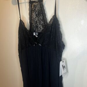 New! PJ Salvage Black Lace Trim Chemise Nightgown Sleepwear Dress Womens XL NWT